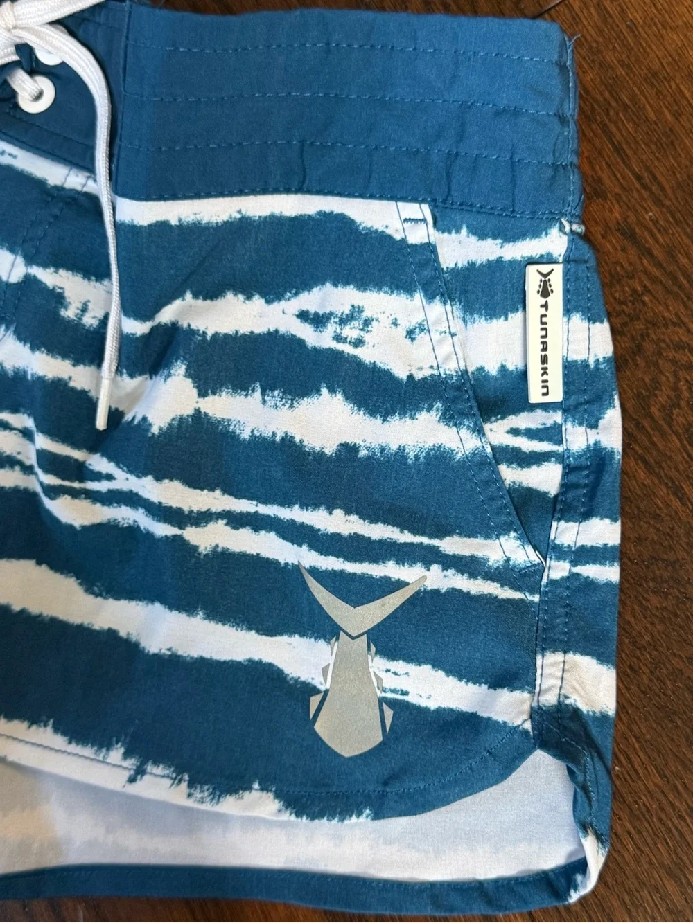 Women’s Blue Tie-Dye Athletic Shorts with Drawstring